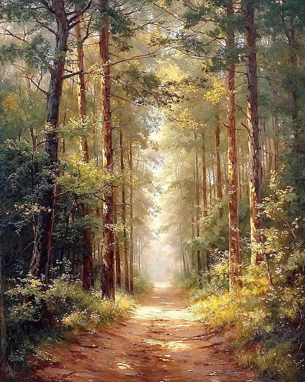 Long chemin dans une forêt de grands arbres - F. Abderrahim