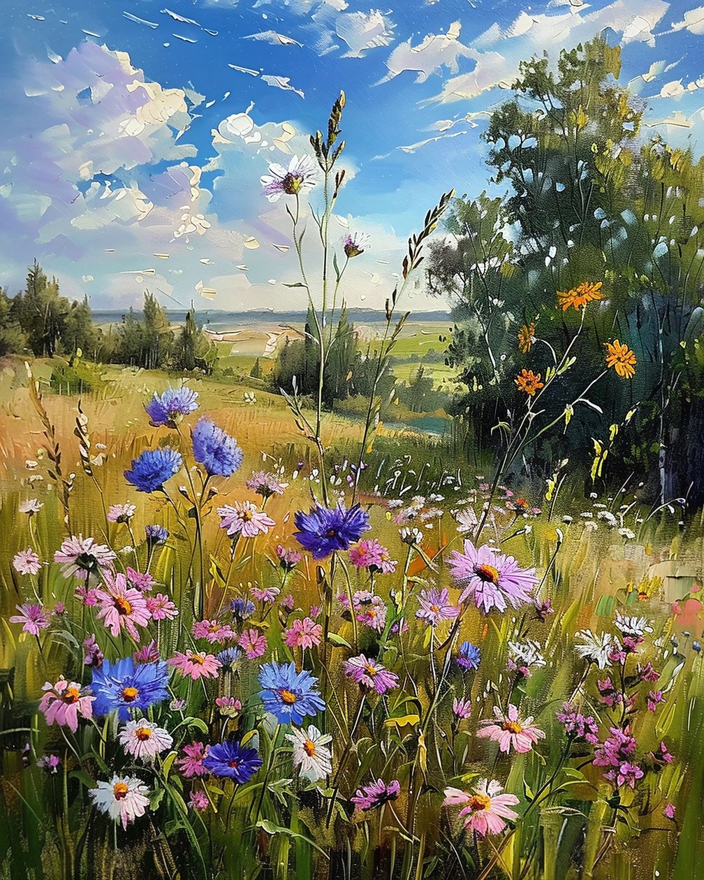Paysage avec fleurs sauvages - F. Abderrahim