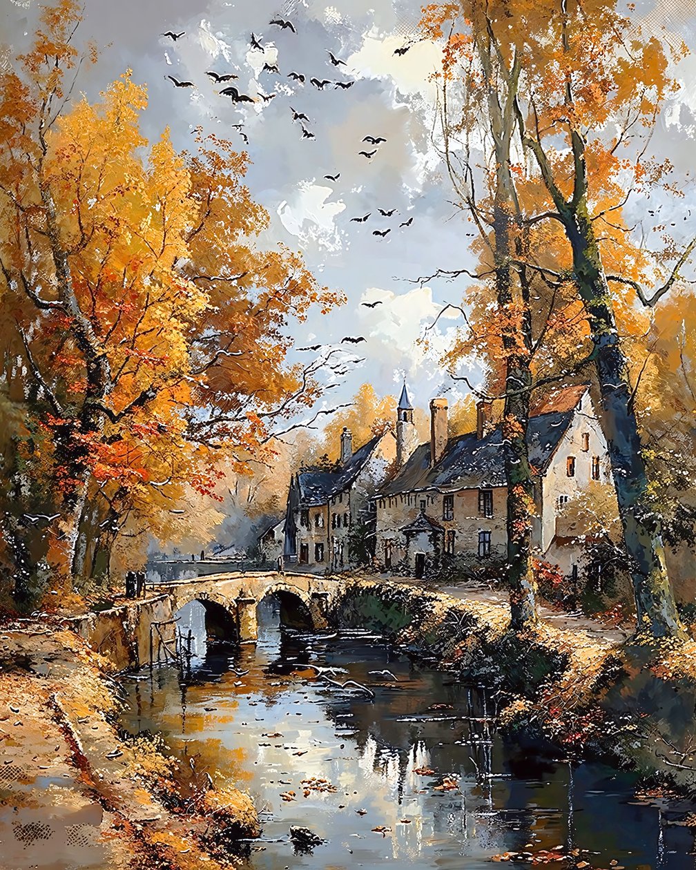 Un vieux pont avec un ruisseau en dessous dans une petite ville - F. Abderrahim