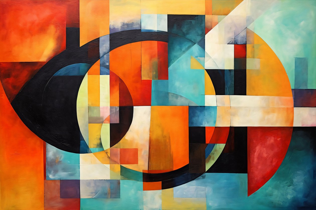 َAbstract composition spirale, multicolore brillant, impressions sur toile personnalisées en ligne - F. Abderrahim
