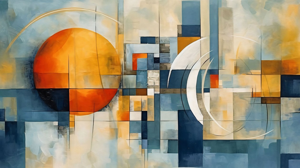 Fond de formes géométriques abstraites, Enseignement des mathématiques, impression sur toile à la demande - F. Abderrahim