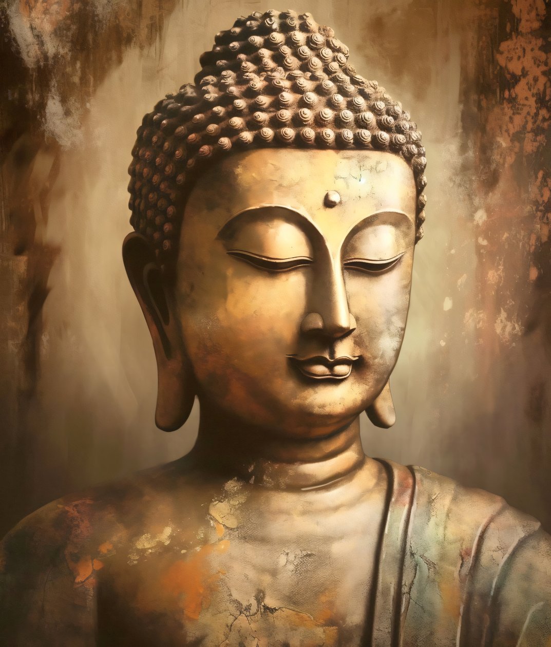 Bouddha photoréaliste Un personnage en méditation, reproductions sur toile - F. Abderrahim