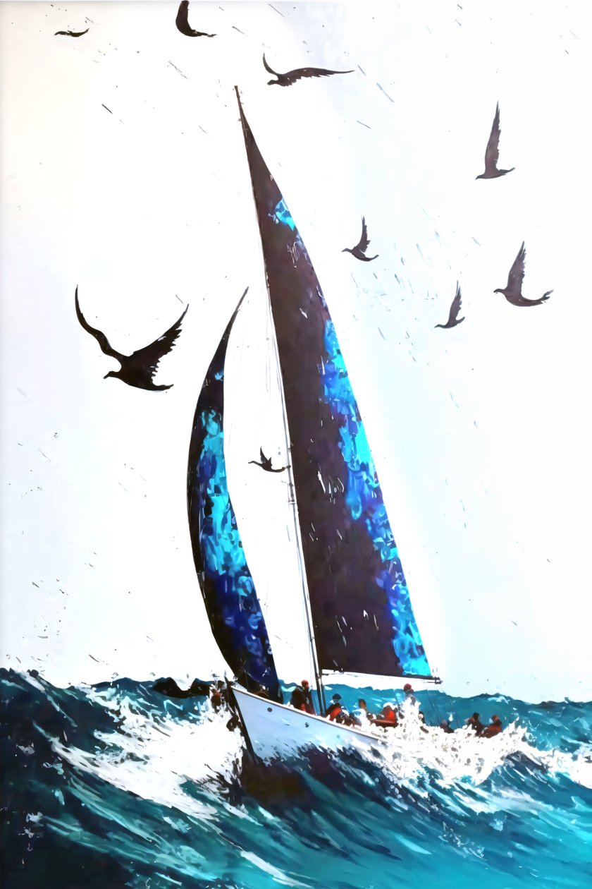 Ravens  Stormy Waves Abstract Acrylic Expression, Custom Canvas Prints - F. Abderrahim