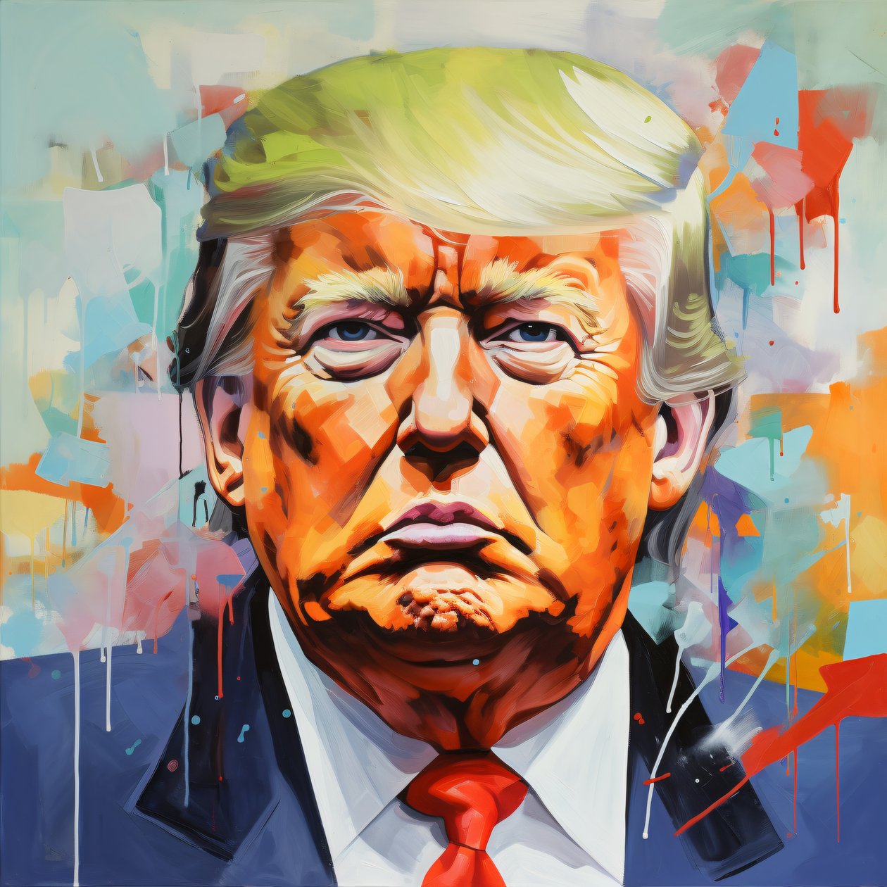 Donald Trump Canvas Oil Painting Print, encadré Wood wall art prints - F. Abderrahim