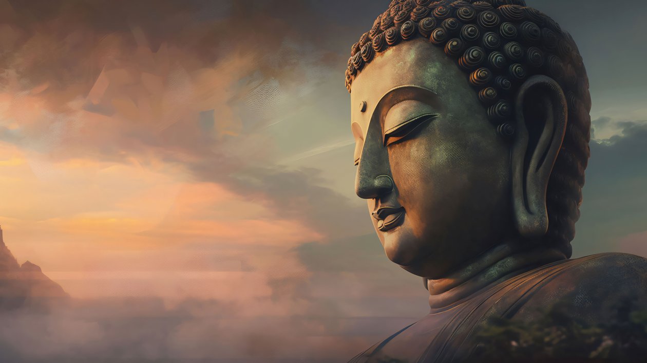 Peinture de statue de Bouddha à vendre, grandes impressions sur toile, décoration de cadre mural - F. Abderrahim