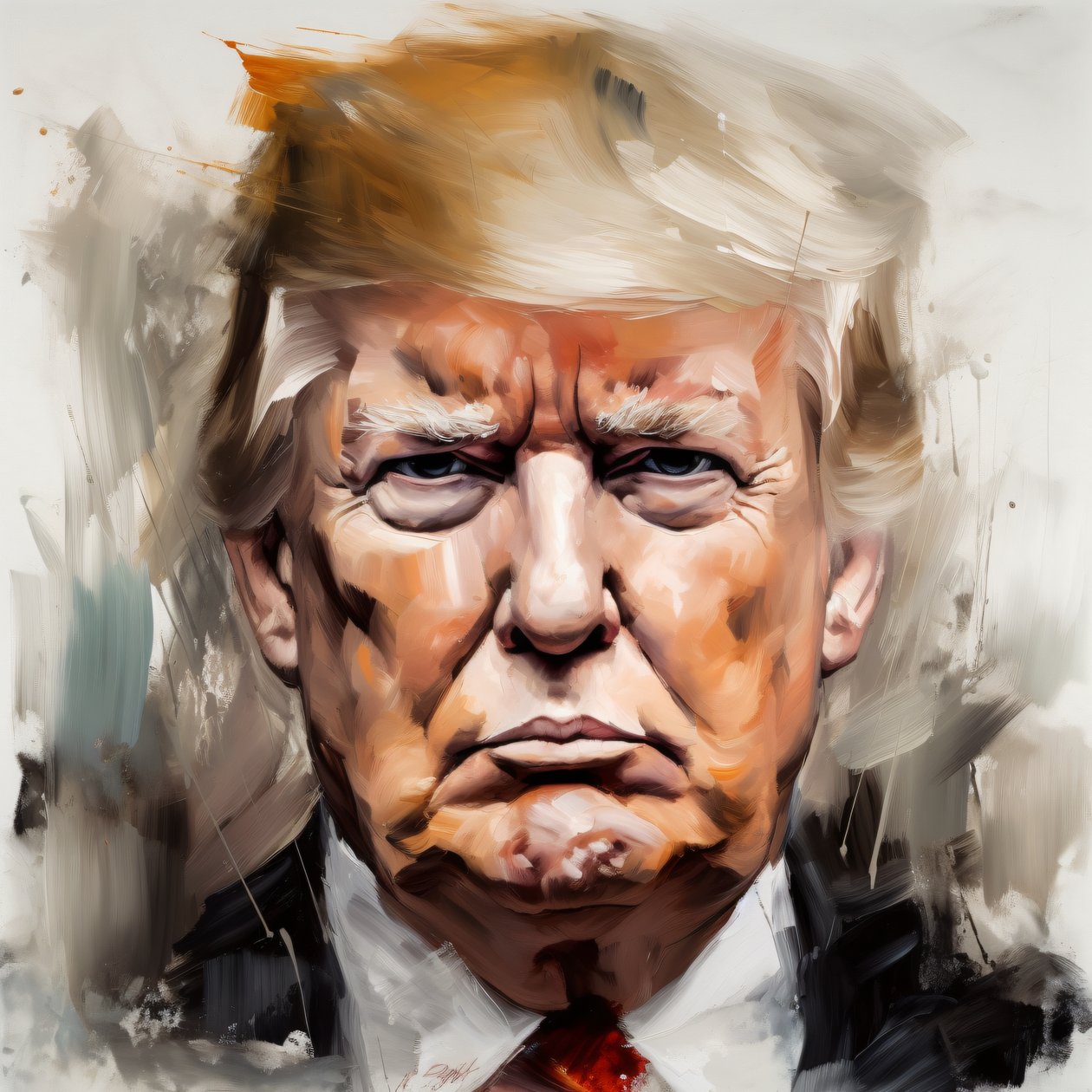 Peinture de portrait de Donald Trump à vendre, Décor mural encadré - F. Abderrahim