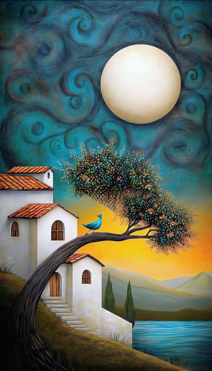 Naïveté estivale Charmante maison rurale à la campagne, reproductions sur toile - F. Abderrahim