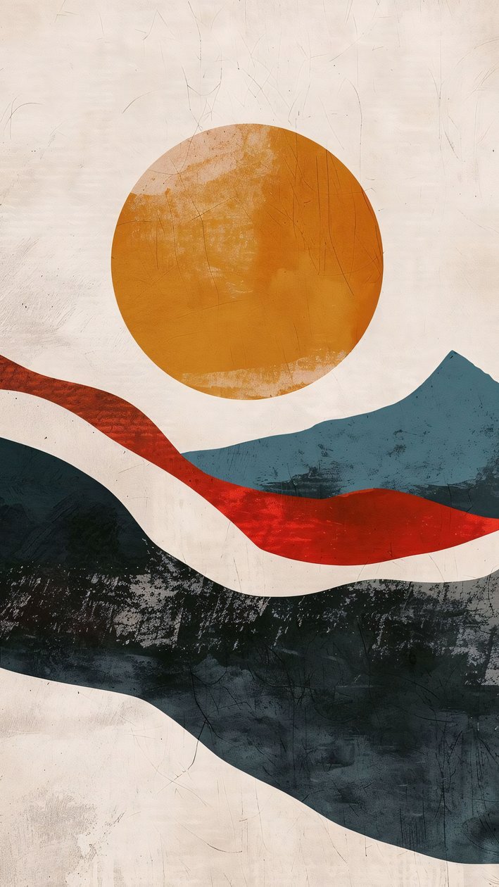 Rustic Sunset Abstract - Artistic Landscape, wall decor prints - F. Abderrahim