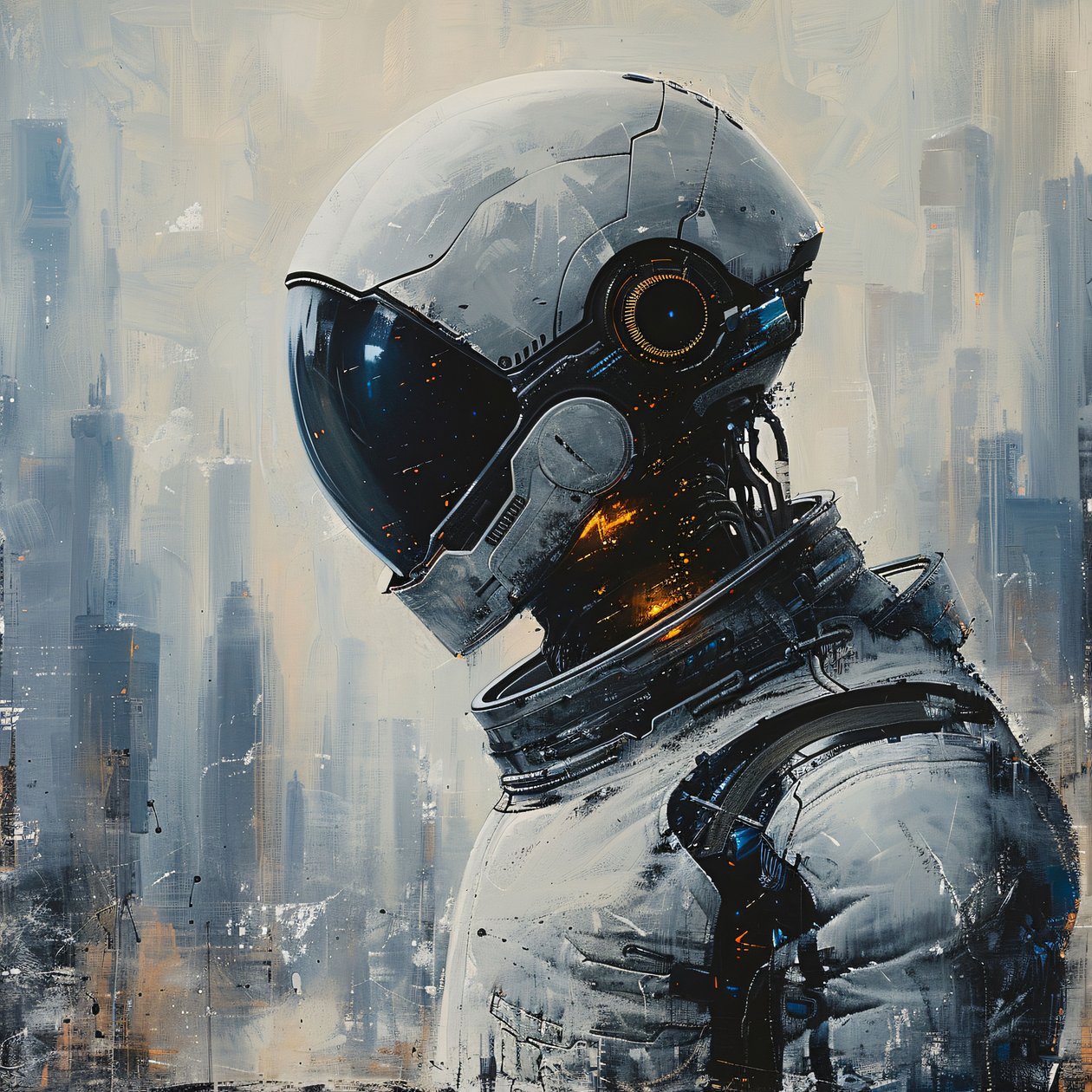 Un homme dans une combinaison spatiale blanche avec un casque sur la tête, Wall Decor for sale - F. Abderrahim