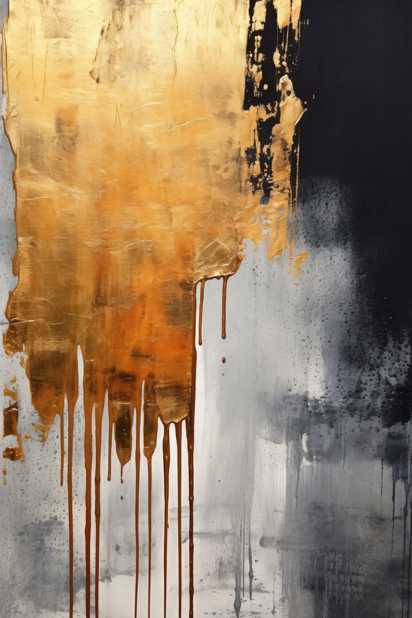 Black Gold and Silver A Golden Light Rustic Mat Painting, Custom Canvas Prints (Impressions sur toile personnalisées) - F. Abderrahim