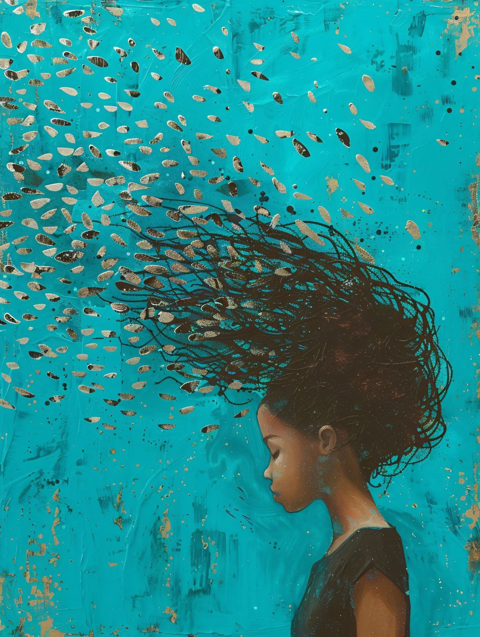 Fille avec des cheveux qui bougent dans l