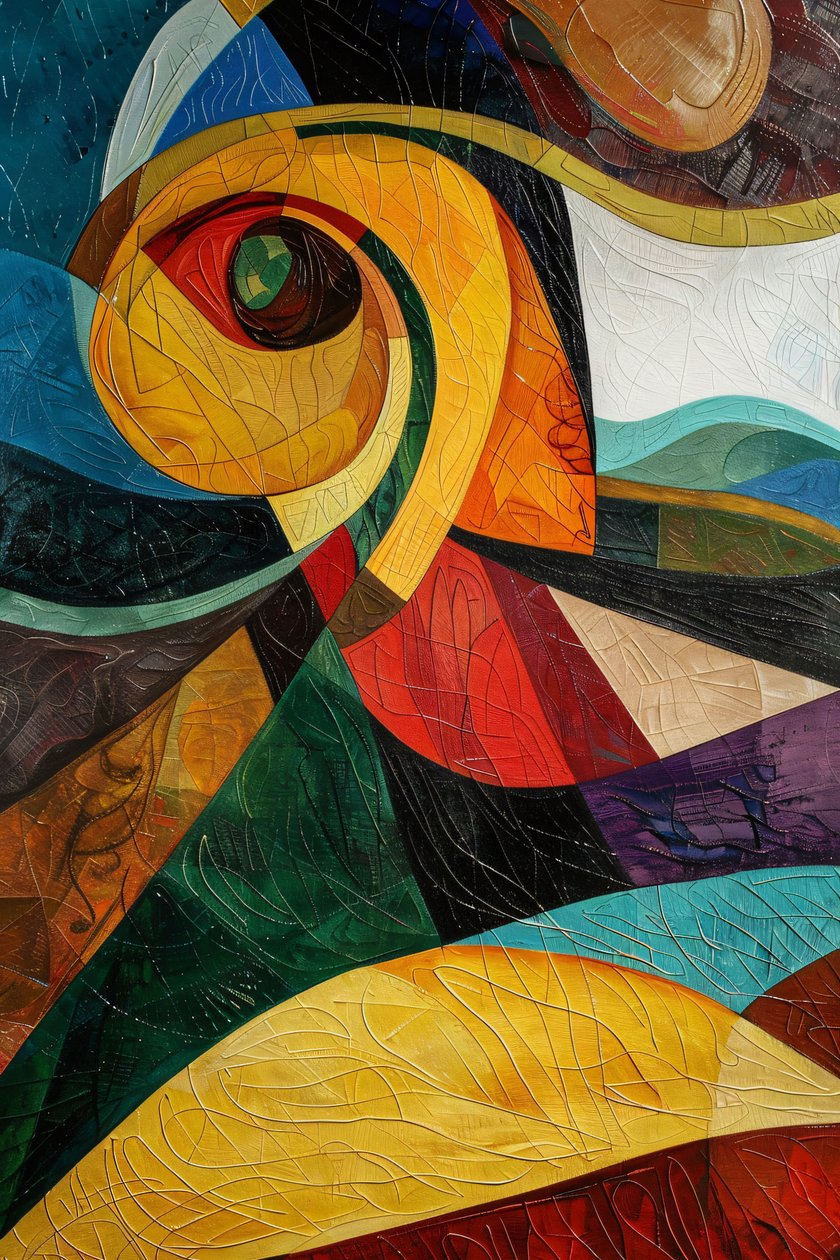 Vitrail abstrait coloré, inspiration Picasso, décoration murale pour la chambre à coucher - F. Abderrahim