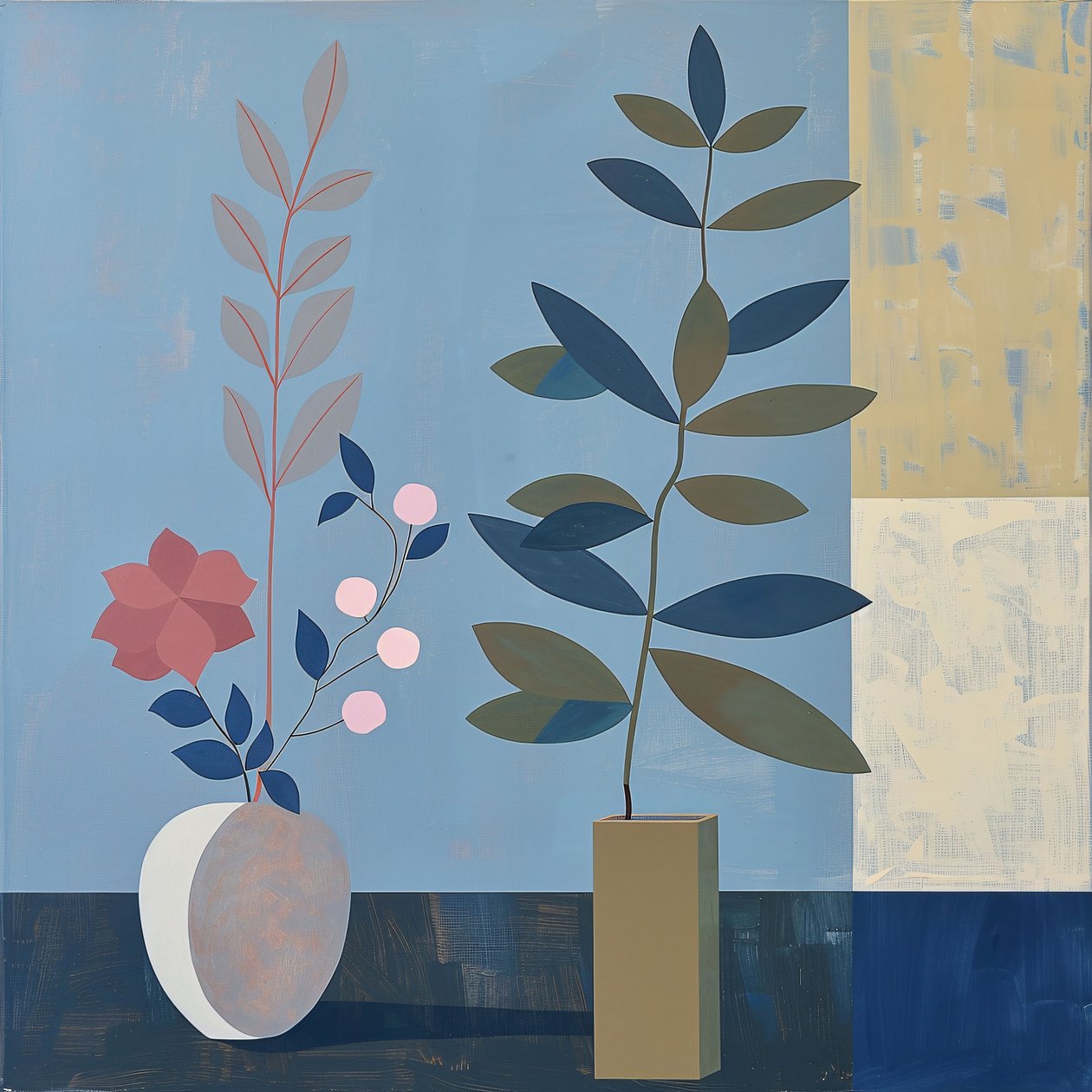 plante, chaise et vase en céramique, style bohème, décoration murale moderne, impression sur demande - F. Abderrahim