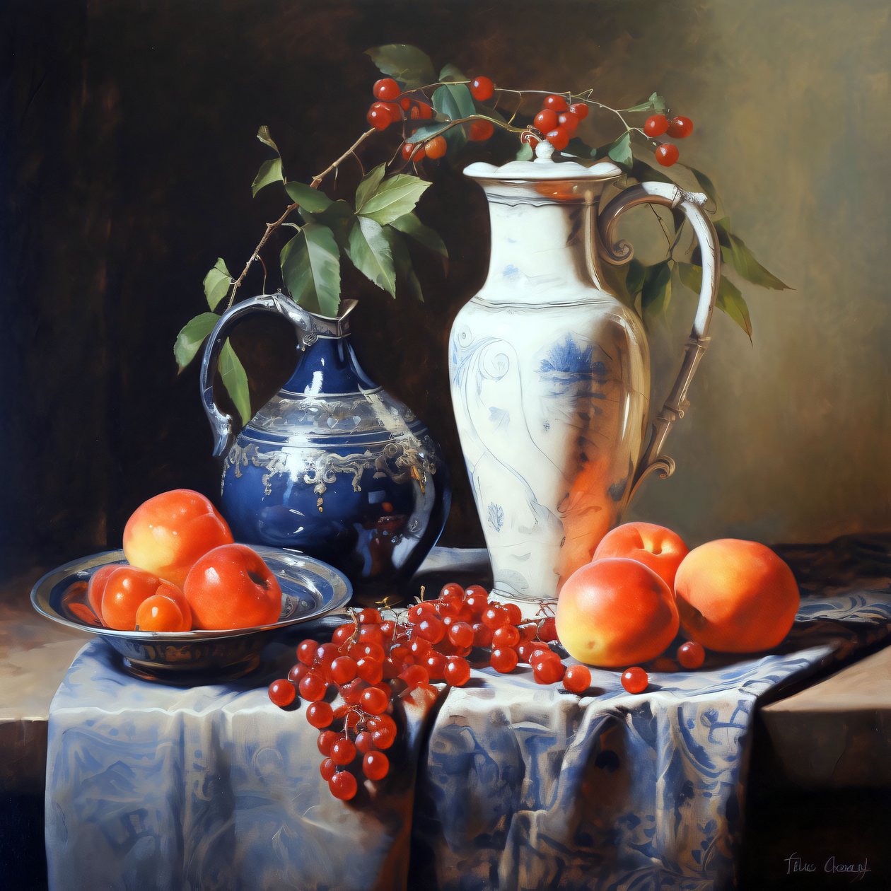 Nature morte aux fruits, peinture à l