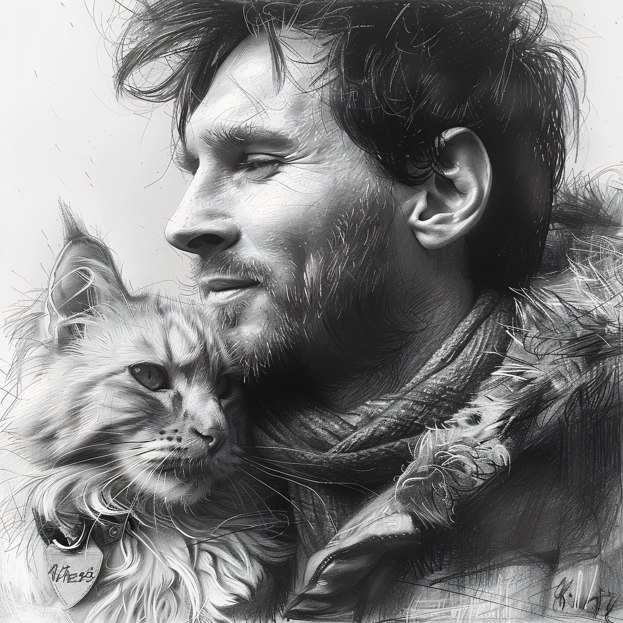 Chat avec le footballeur Messi, Décoration murale moderne | impression sur demande - F. Abderrahim