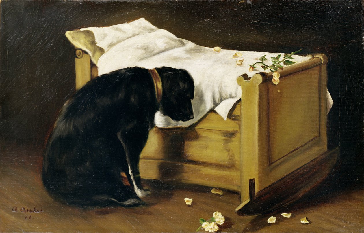 Chien en Deuil de son Petit Maître, 1866 - A. Archer