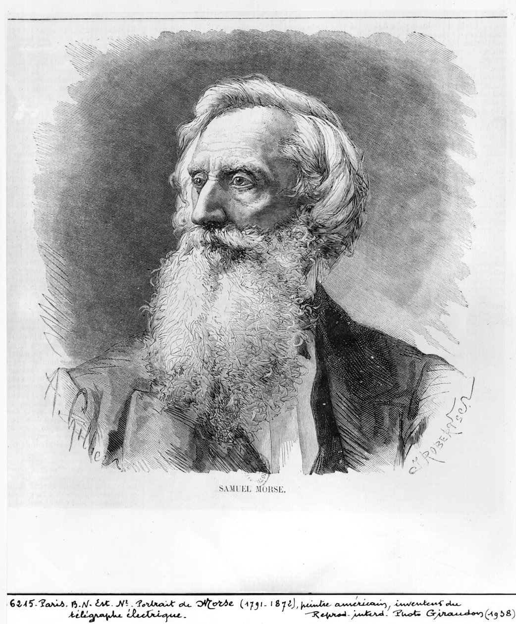 Portrait de Samuel Morse (1791-1872) gravé par C. Robertson - A. Gilbers