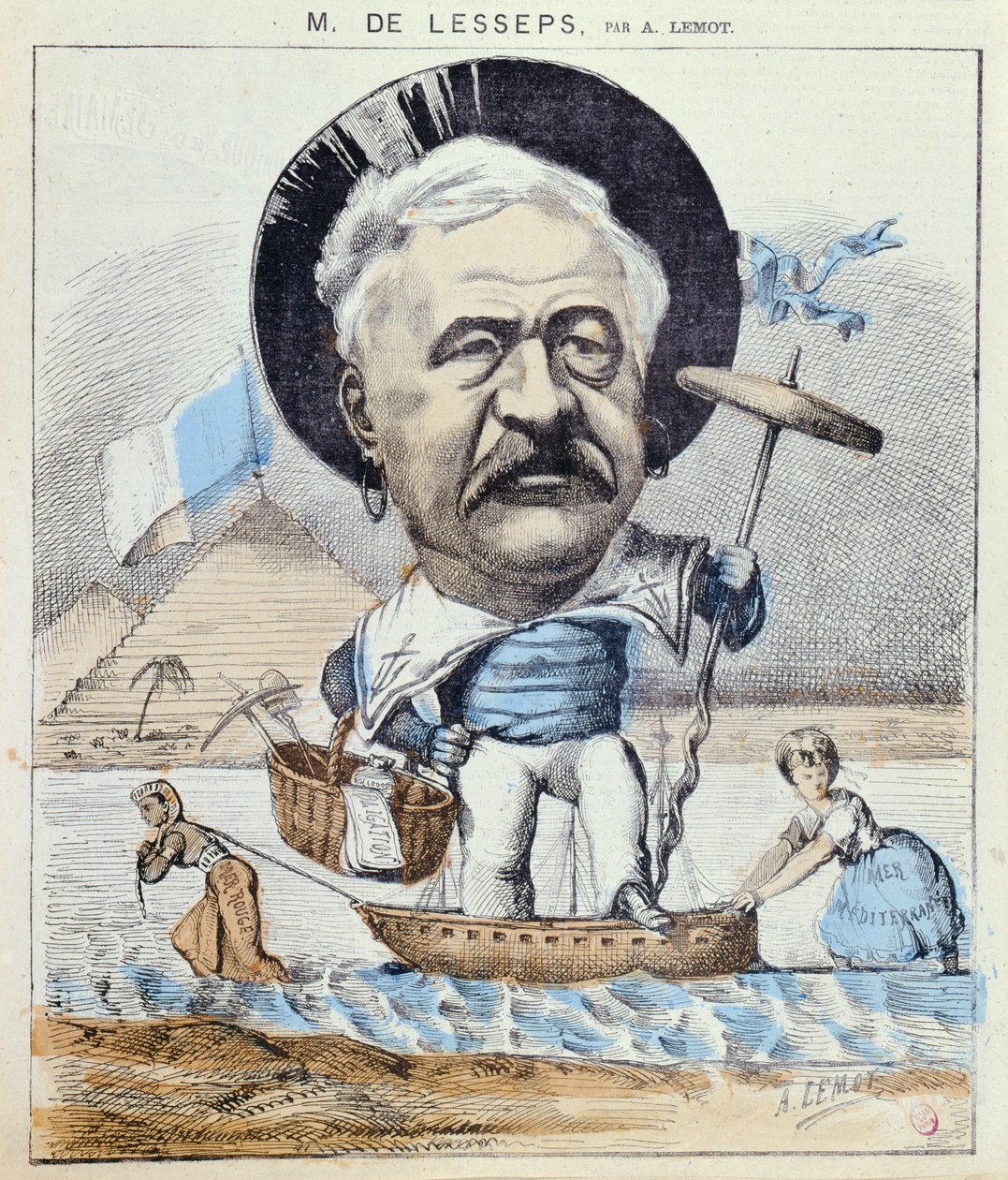 Caricature de Ferdinand de Lesseps, de 