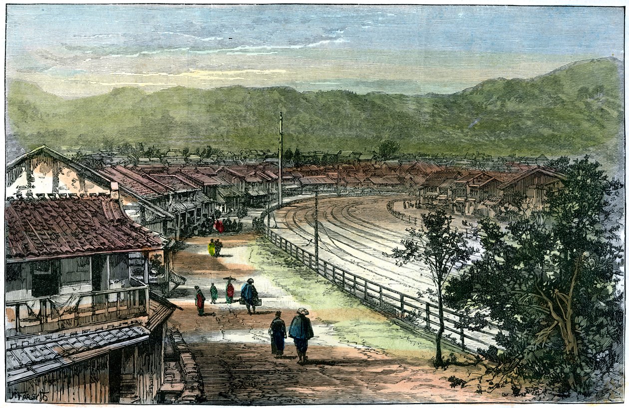 Ligne de chemin de fer près de Kobe, Japon, 1891 - A. Forsyth