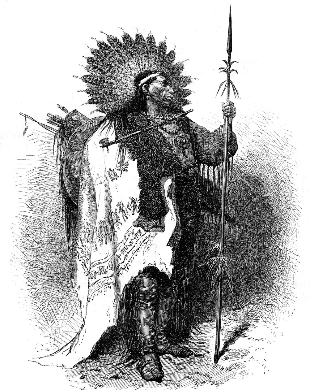 Un Amérindien, USA, XIXe siècle - A. de Neuville