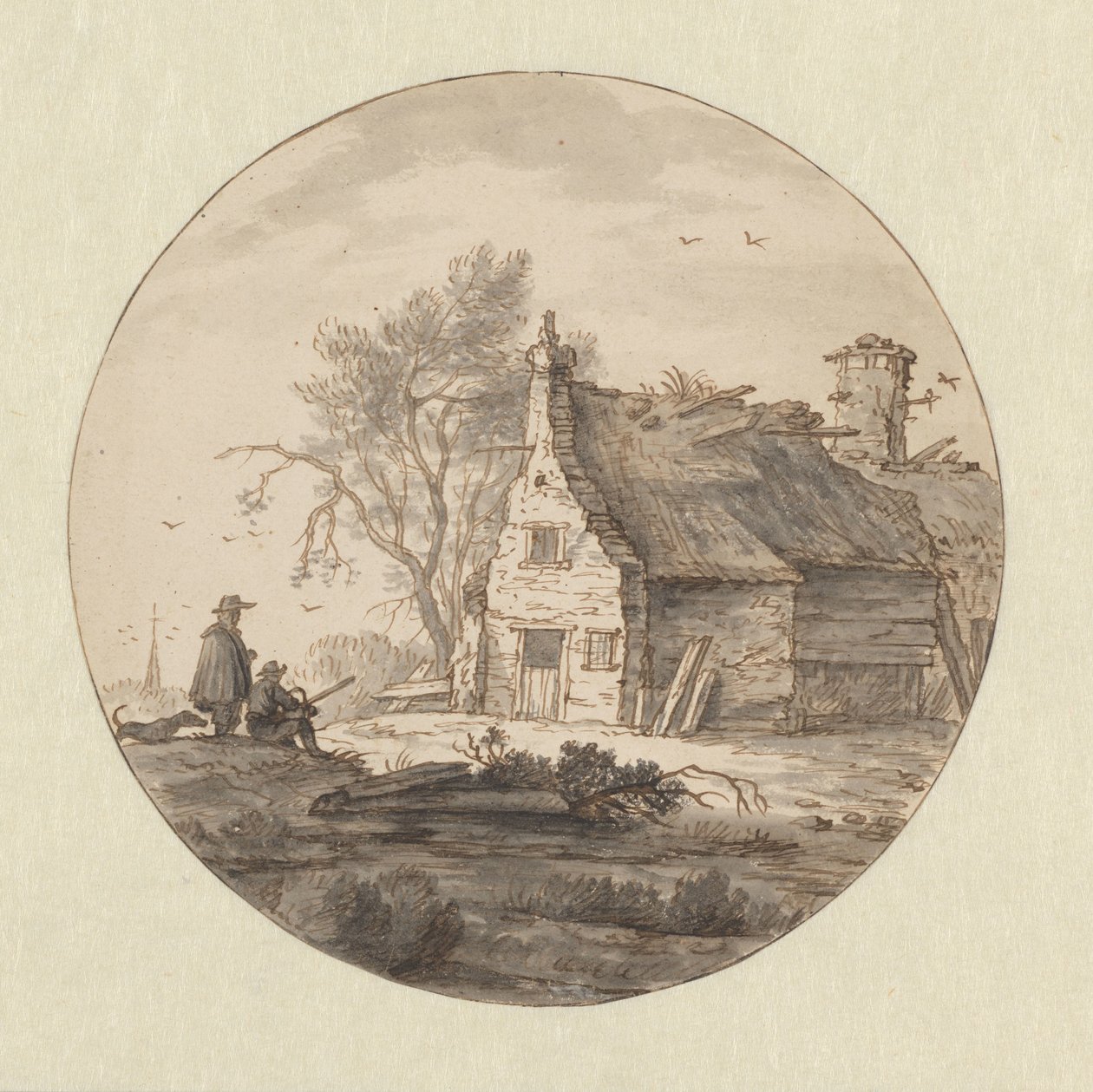 Ferme délabrée avec un dessinateur - Aarnout ter Himpel