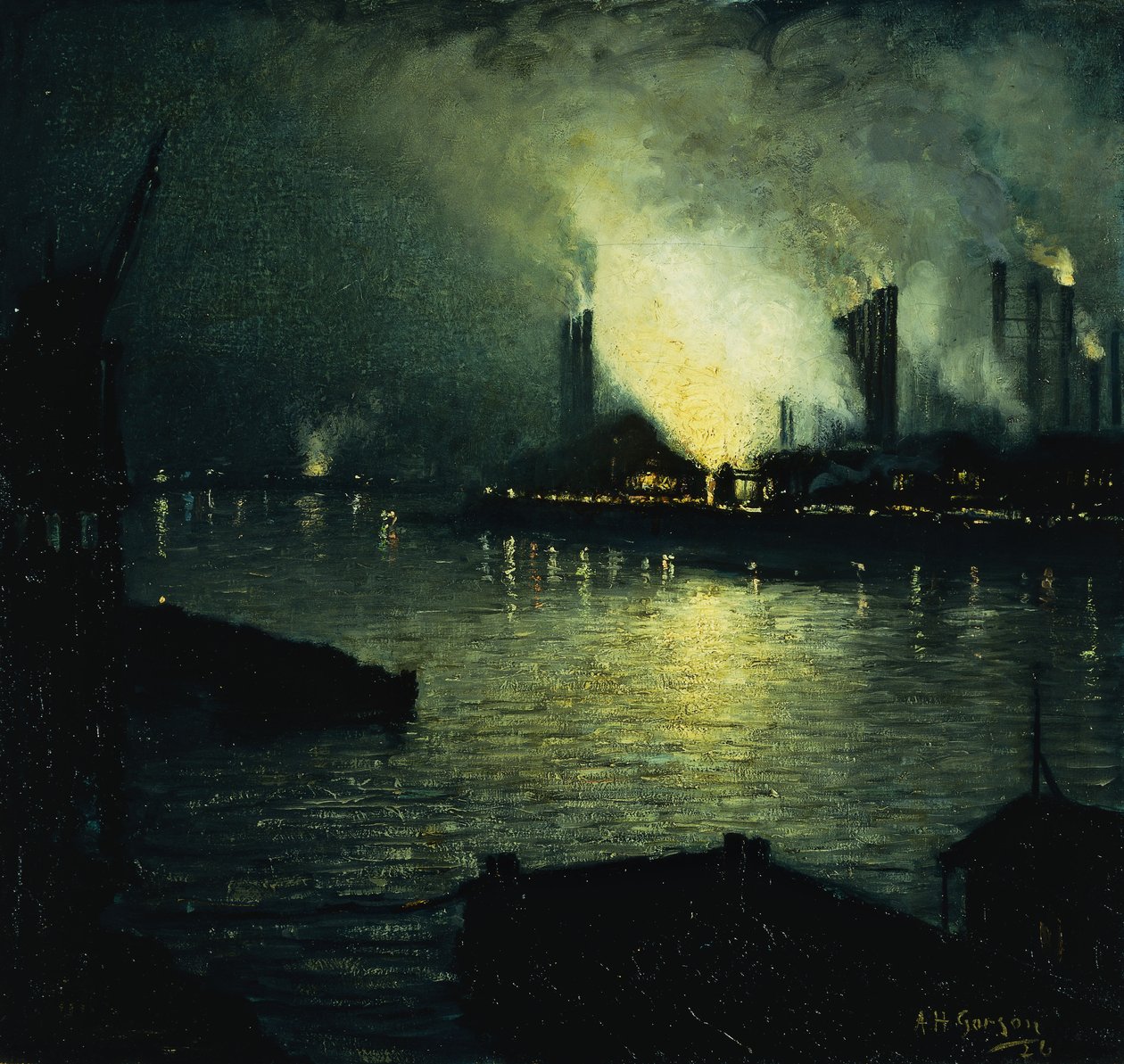 Usines sidérurgiques la nuit - Aaron Henry Gorson