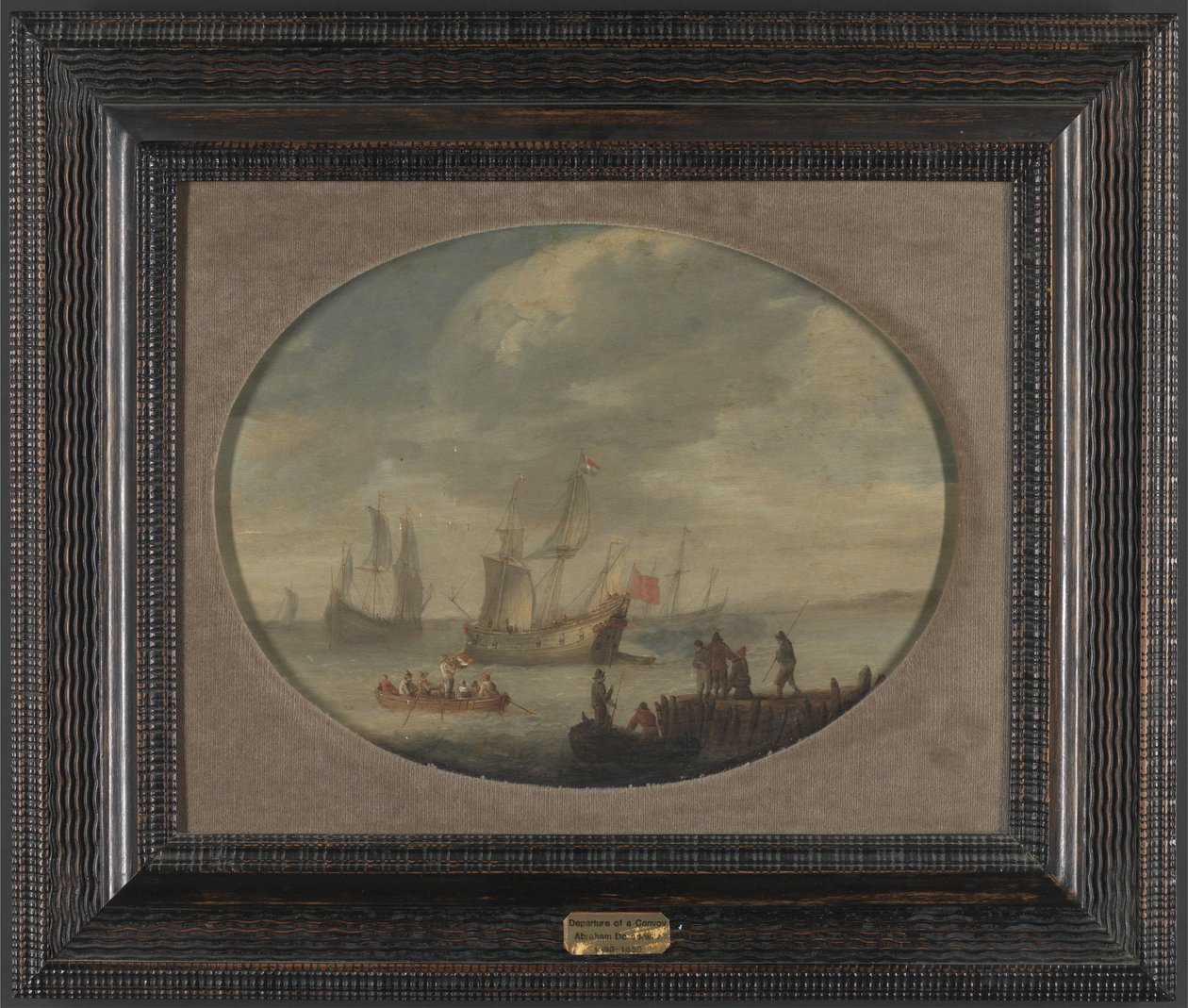 Navires marchands armés au large de la côte néerlandaise se préparant à appareiller - Abraham de Verwer