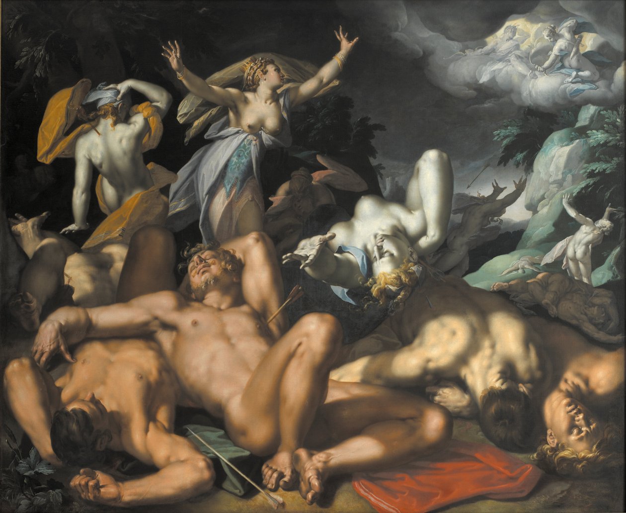 Apollon et Diane Punissant Niobé en Tuant ses Enfants - Abraham Bloemaert