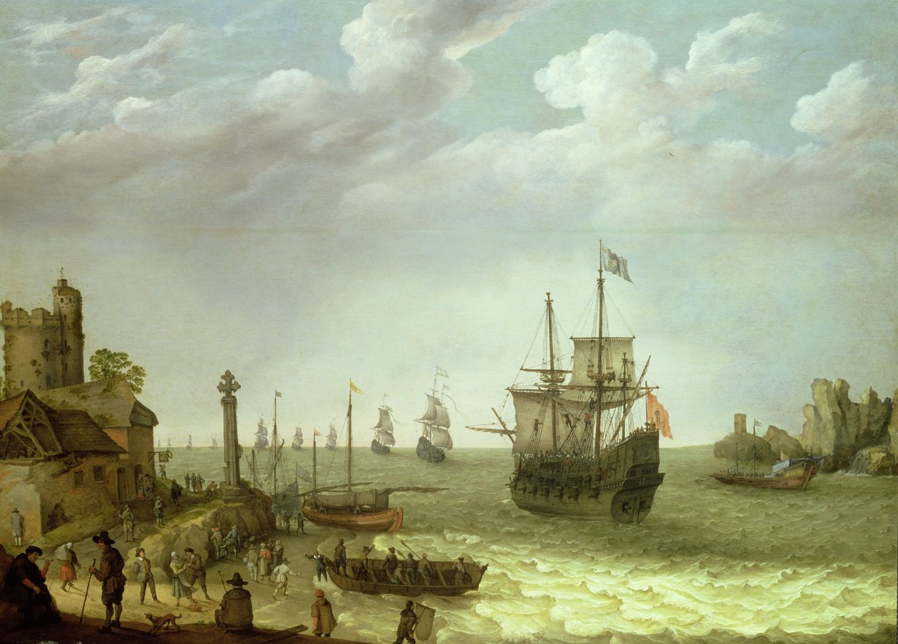 Installation sur un rivage rocheux avec la flotte hollandaise approchant, 1640 - Abraham Willaerts