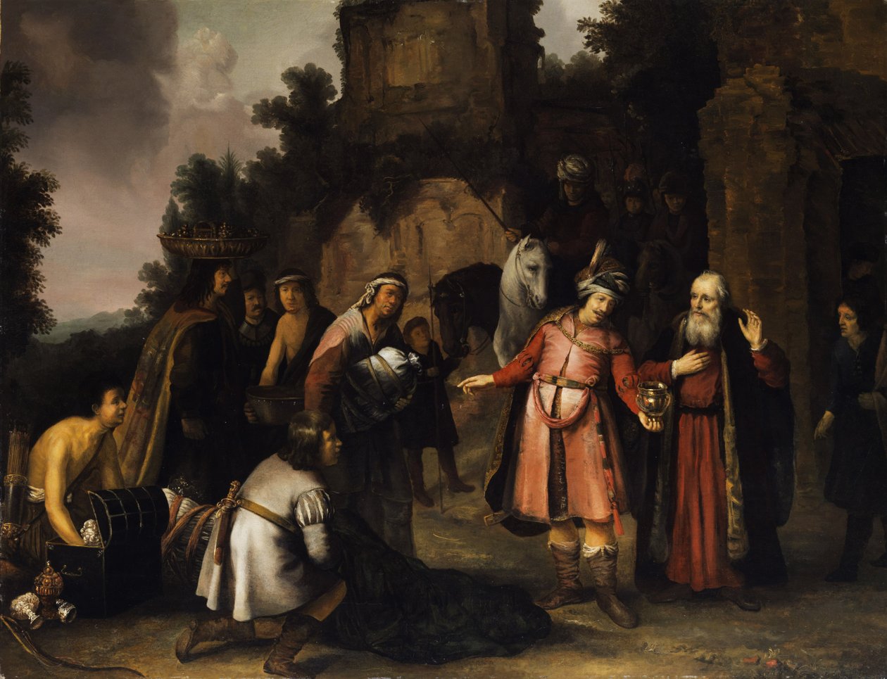 Le prophète Élisée refuse les dons de Naaman - Abraham van Dijck