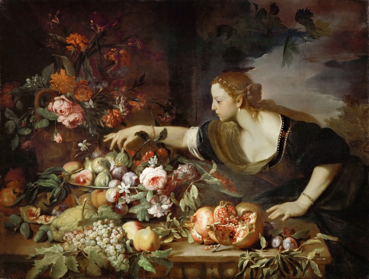 Femme prenant des fruits - Abraham Brueghel