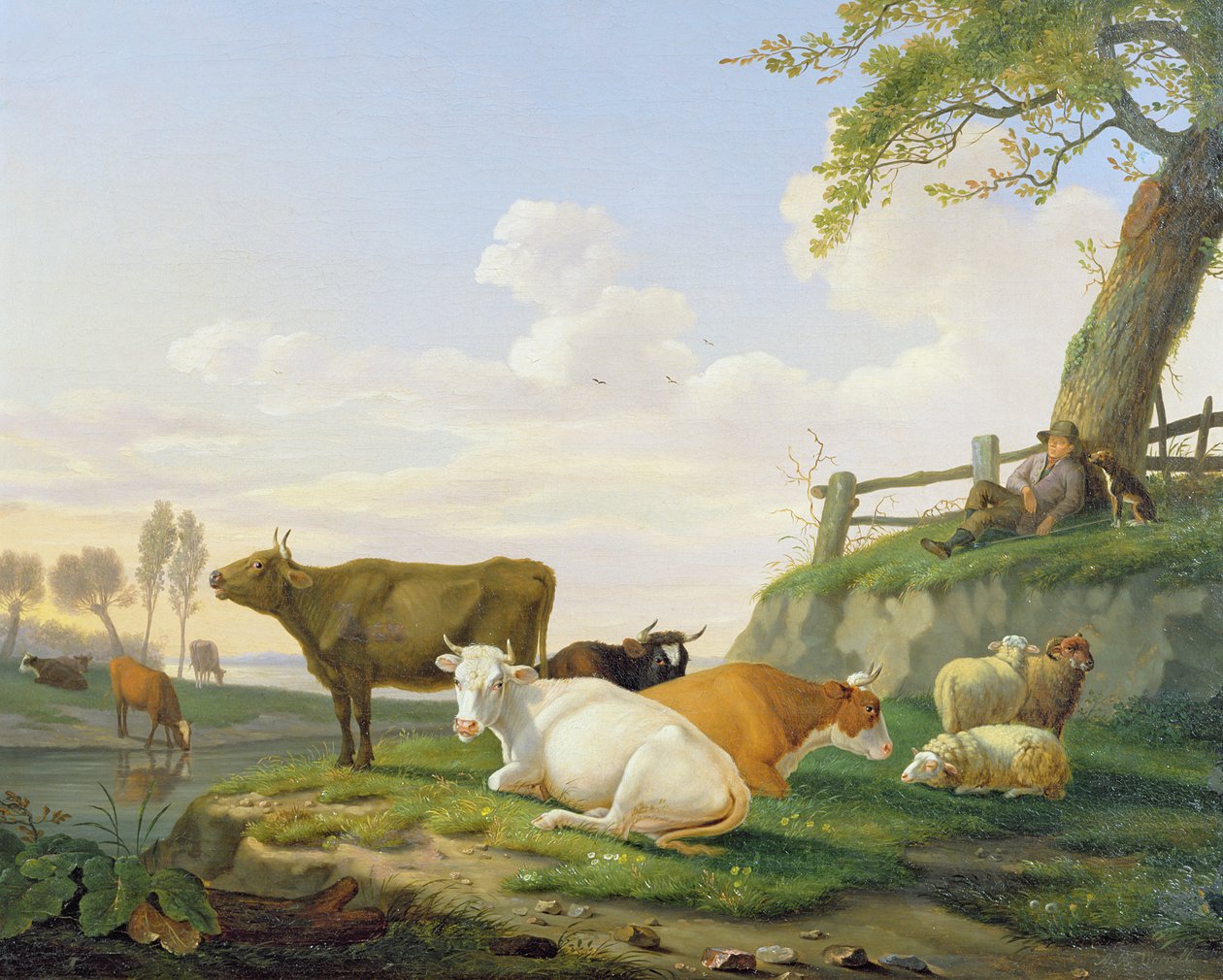 Vaches et berger - Abraham Bruiningh van Worrell