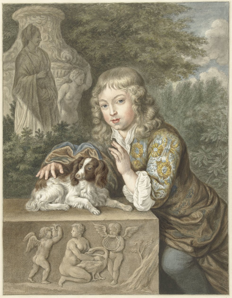 Garçon avec un petit chien - Abraham Delfos