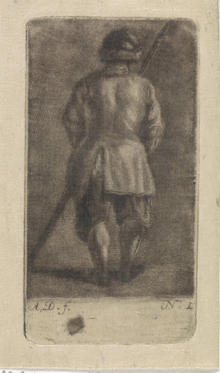 Homme avec une canne, vu de dos - Abraham Delfos