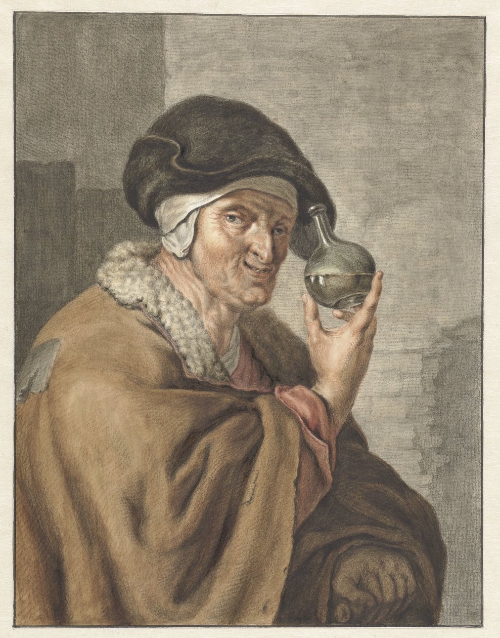 Vieille femme avec un verre d