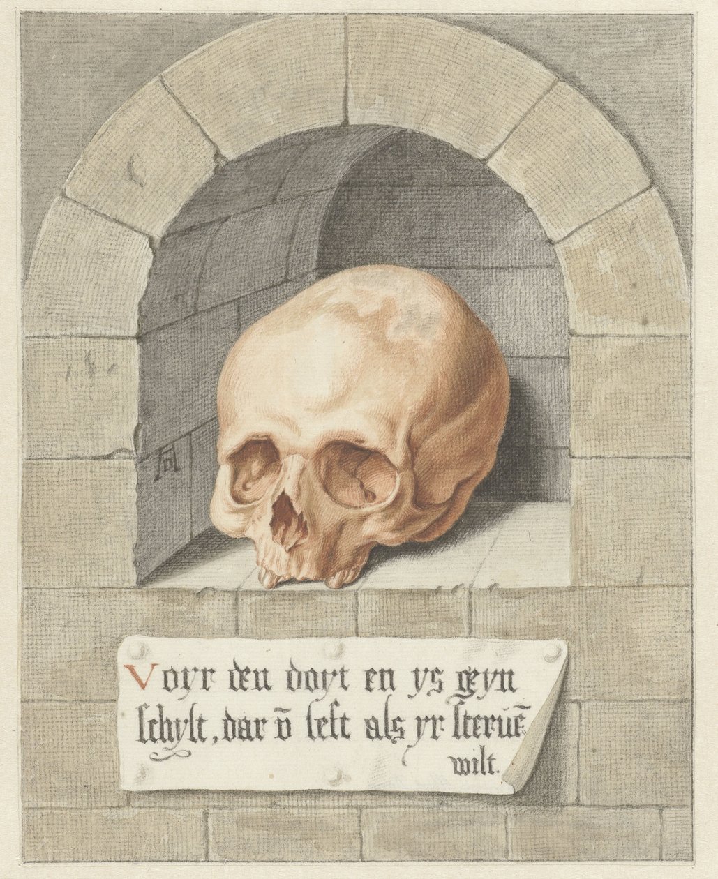 Crâne dans une niche - Abraham Delfos