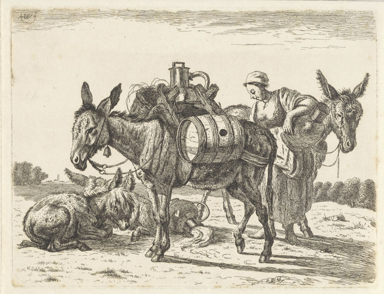 Ânes de bât - Abraham Hendrik Winter