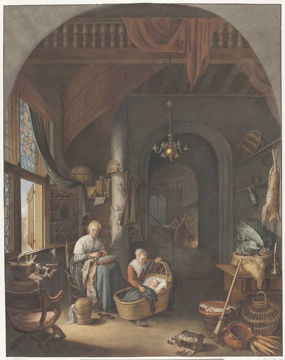 Intérieur avec mère et enfants - Abraham Lion Zeelander