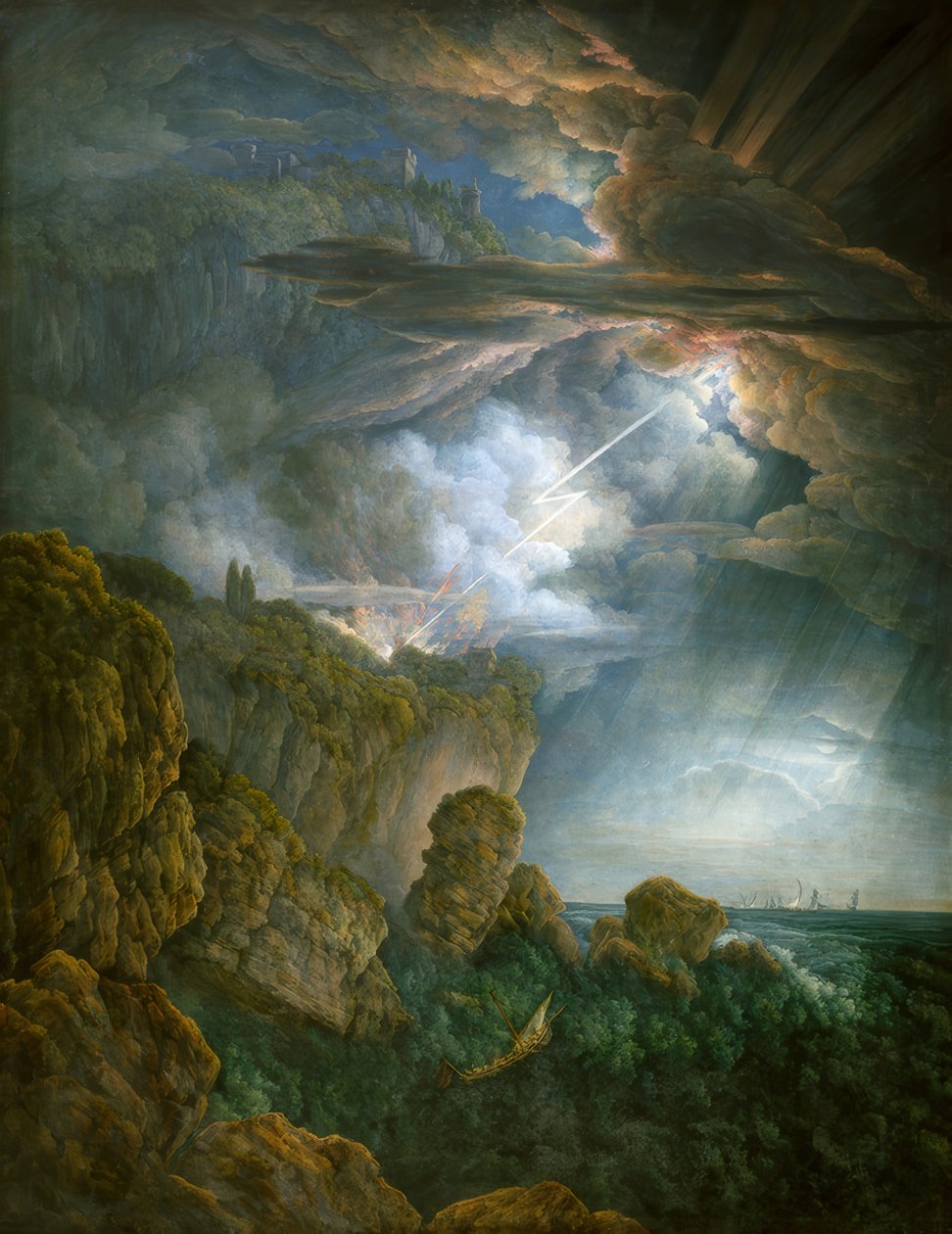 Orage nocturne à Cefalù - Abraham Louis Rodolphe Ducros