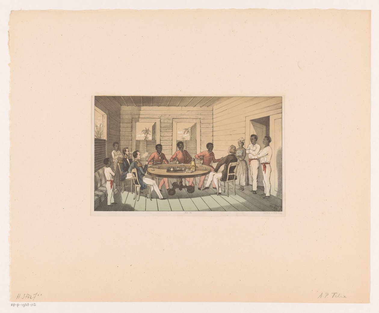 Surinamiens et Hollandais buvant du thé - Abraham Pieter Felix