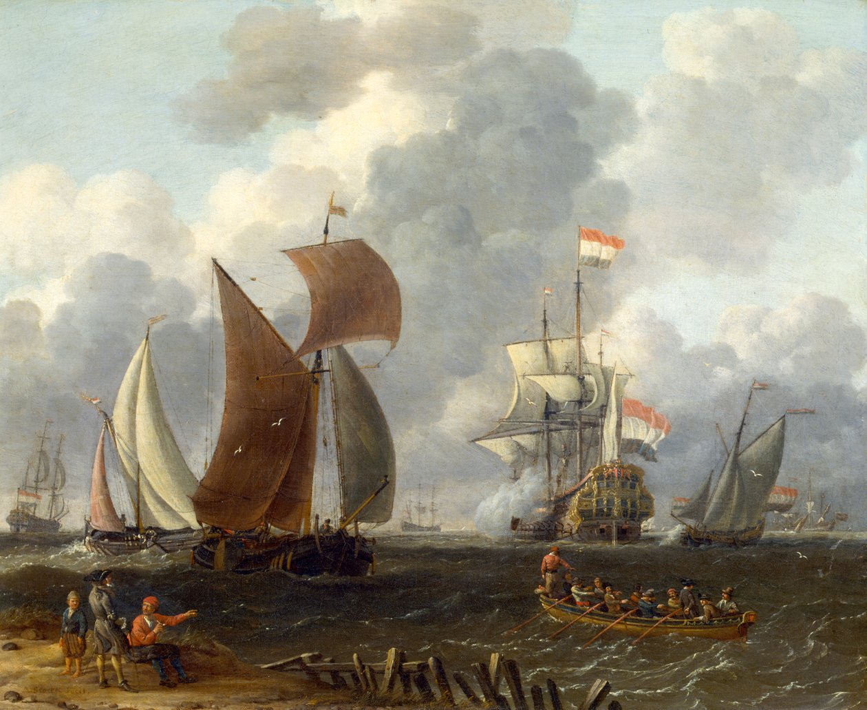 Une bataille en mer - Abraham Storck