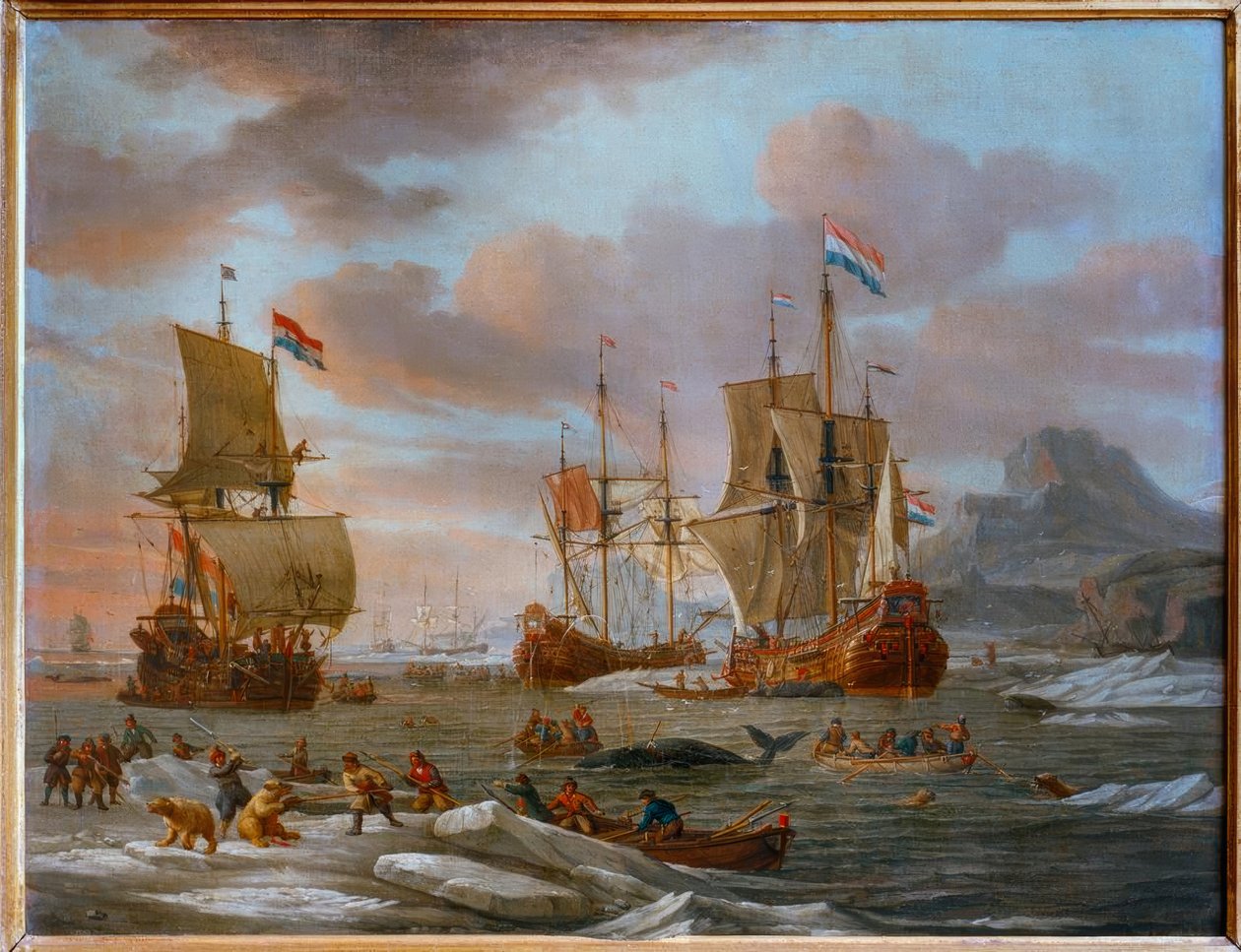 Flûtes néerlandaises à la chasse à la baleine - Abraham Storck