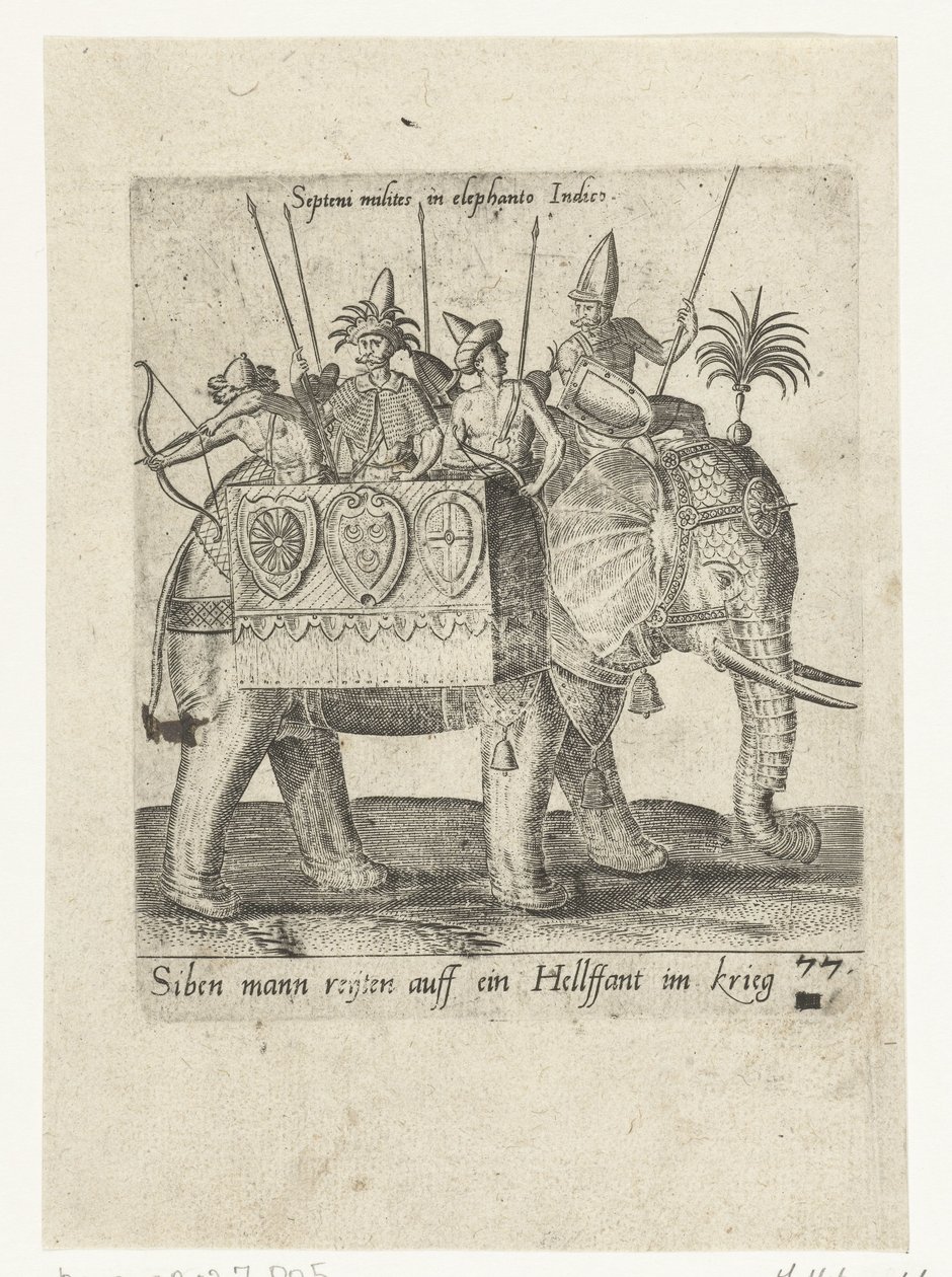 Indiens sur un éléphant de guerre - Abraham de Bruyn (attributed to)