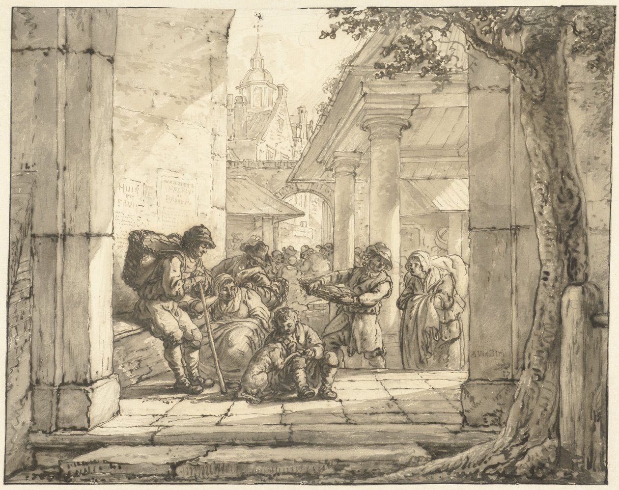 Marché dans une ville - Abraham van Strij (I)
