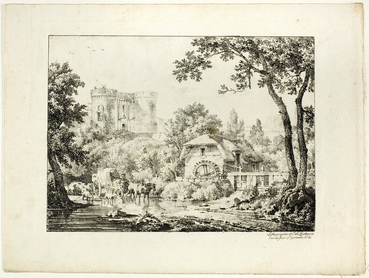 Paysage avec un moulin et un château - Achille Etna Michallon