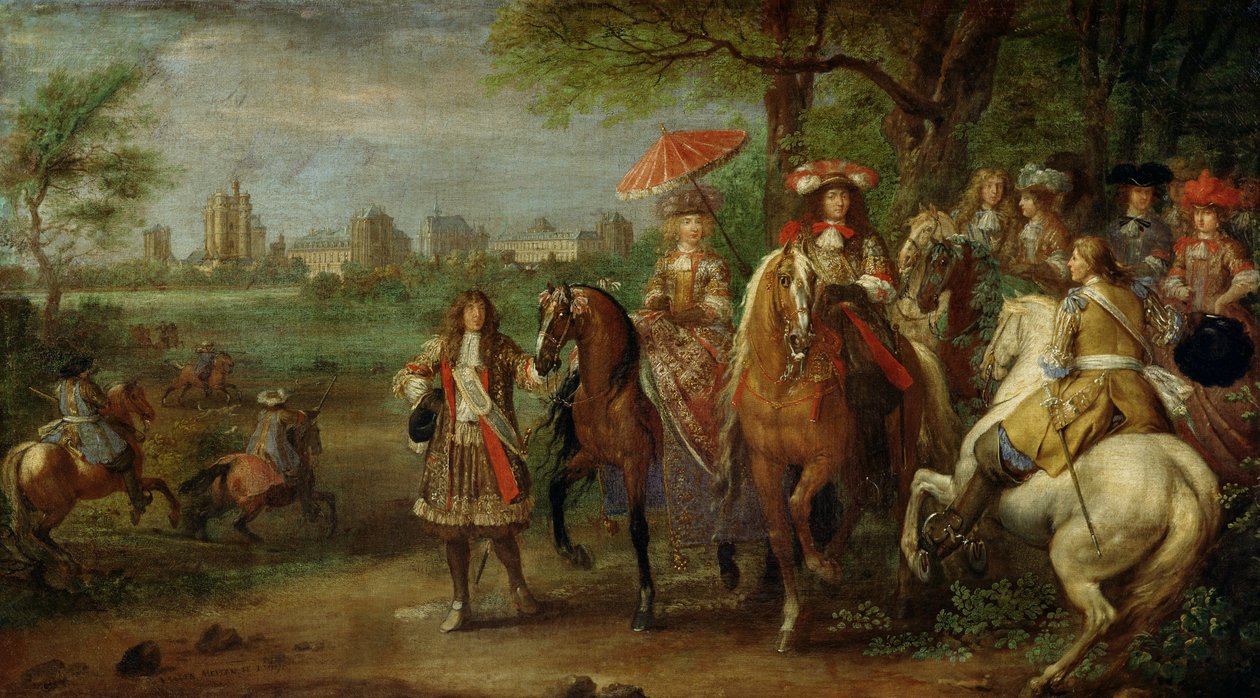 Vue du Château de Vincennes avec Louis XIV (1638-1715) et Marie-Thérèse (1638-83) d