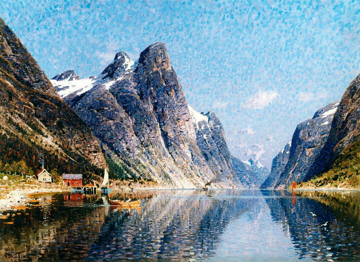 Une scène de fjord norvégien - Adelsteen Normann