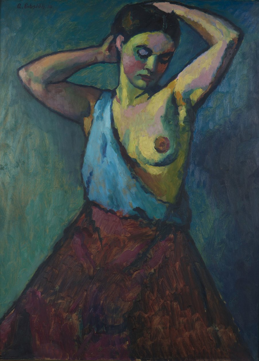 Fille portant une jupe rouge, 1910 - Adolf Erbslöh