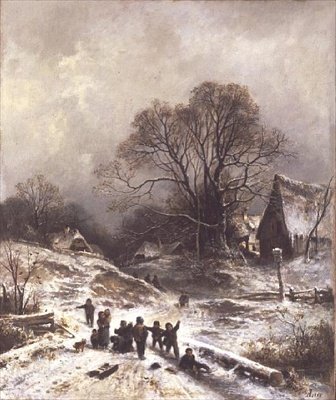 Enfants jouant dans la neige - Adolf Heinrich Lier
