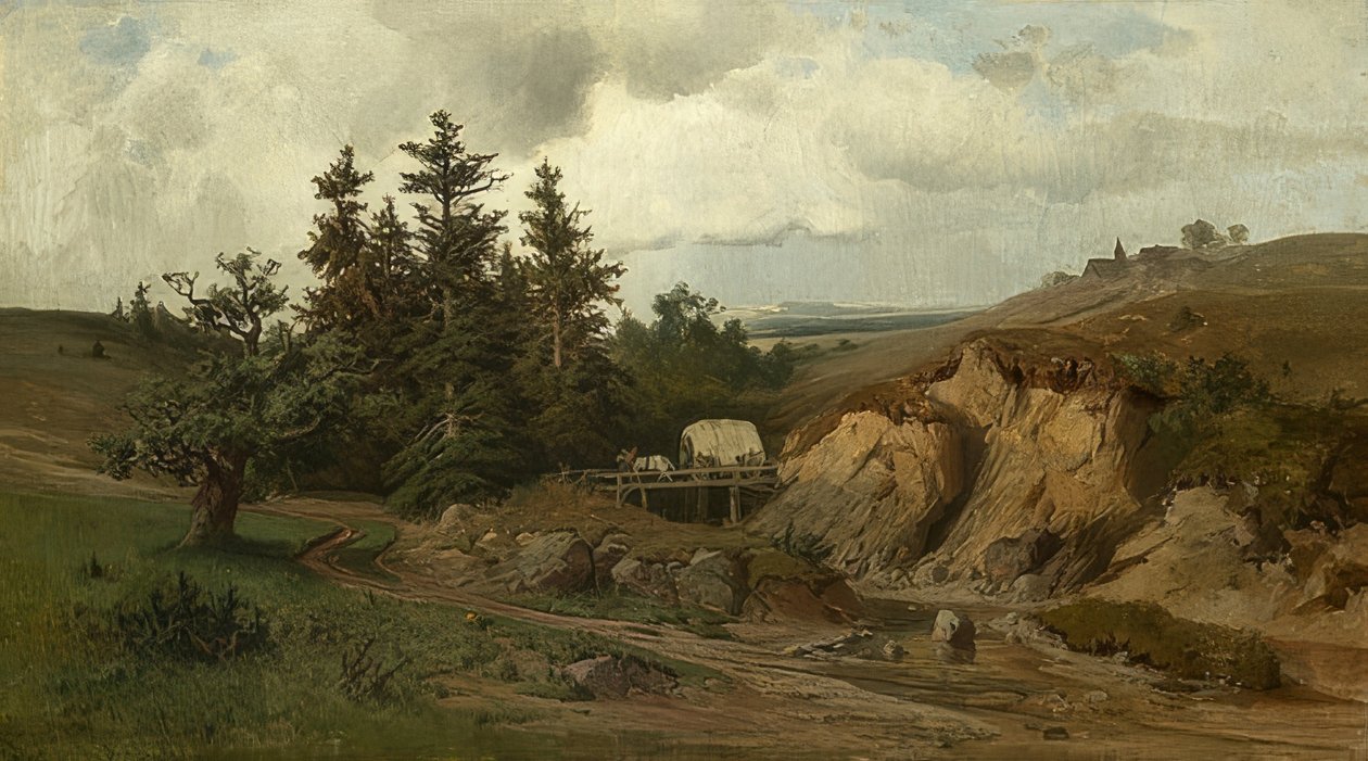 Paysage avec un pont en bois. 1858 - Adolf Kosárek